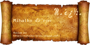 Mihalko Áron névjegykártya